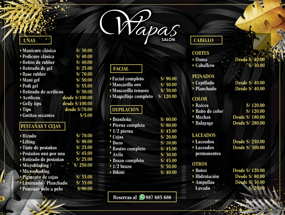 Precios Wapas Salón-Camino Real